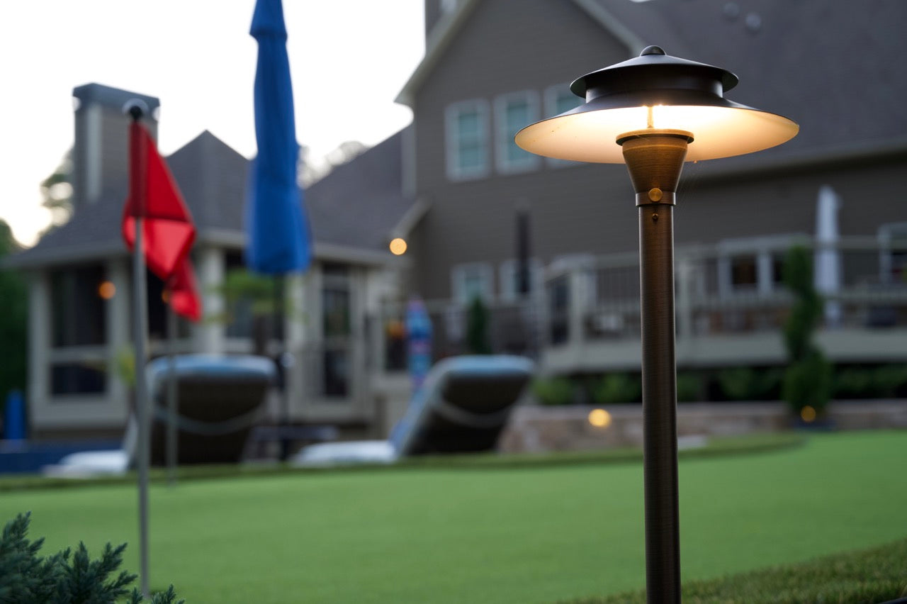 Two Tier Brass Pagoda Low Voltage Path Light