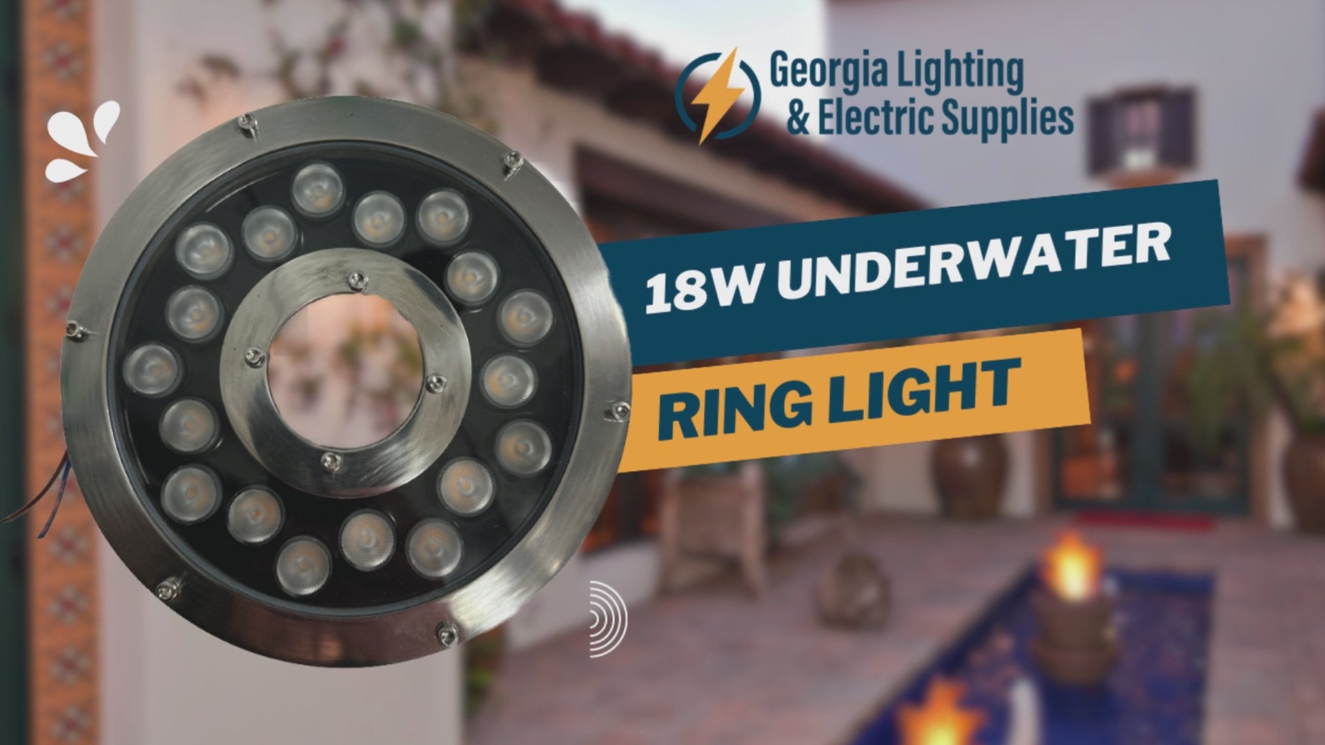 Underwater Fountain Ring Light 18W Submersible LED